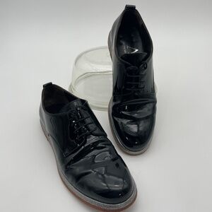 AGL Vero Cuoio Black Patent Leather Lace Up oxford Dress Shoe Size 37/ 6.5